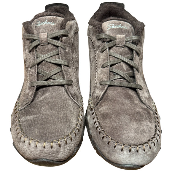 SKECHERS Bikers Lineage Women's 6 Moc Toe Chocolate Suede Chukka Lace Up Boot - Picture 10 of 15